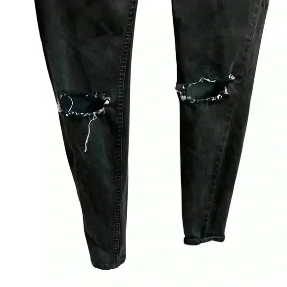 Free People Black Distressed Skinny Jeans Cotton Blend - Picture 6 of 9